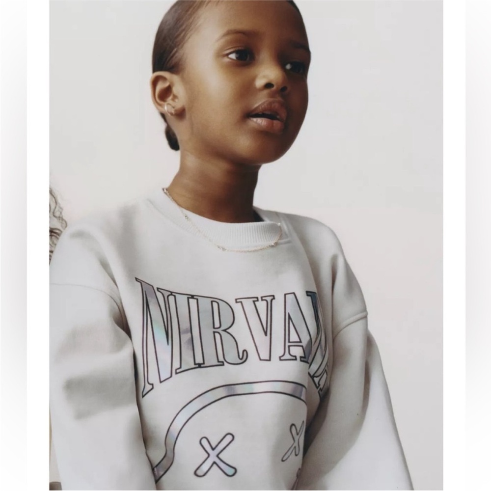 ZARA IRIDESCENT NIRVANA PRINT SWEATSHIRT